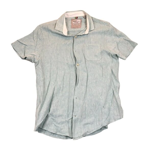 Bruno Positano Mens Button Up Shirt Medium Light Blue Short Sleeve Linen Blend - Picture 1 of 13